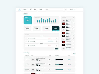 GemConnects UI/UX Stats Dashboard Design authentic blue clean design e commerce experience ice interface jewelry marketplace minimal modern ring statistics stats uiux user watches web design website