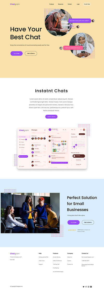 Chatgram-A simple and free chat application app design illustration typography