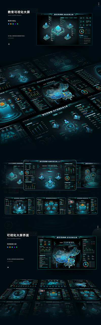 教育可视化大屏界面设计 app界面设计 design ui 可视化大屏界面设计