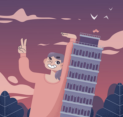 Selfie with Eiffel Tower design illustration vector
