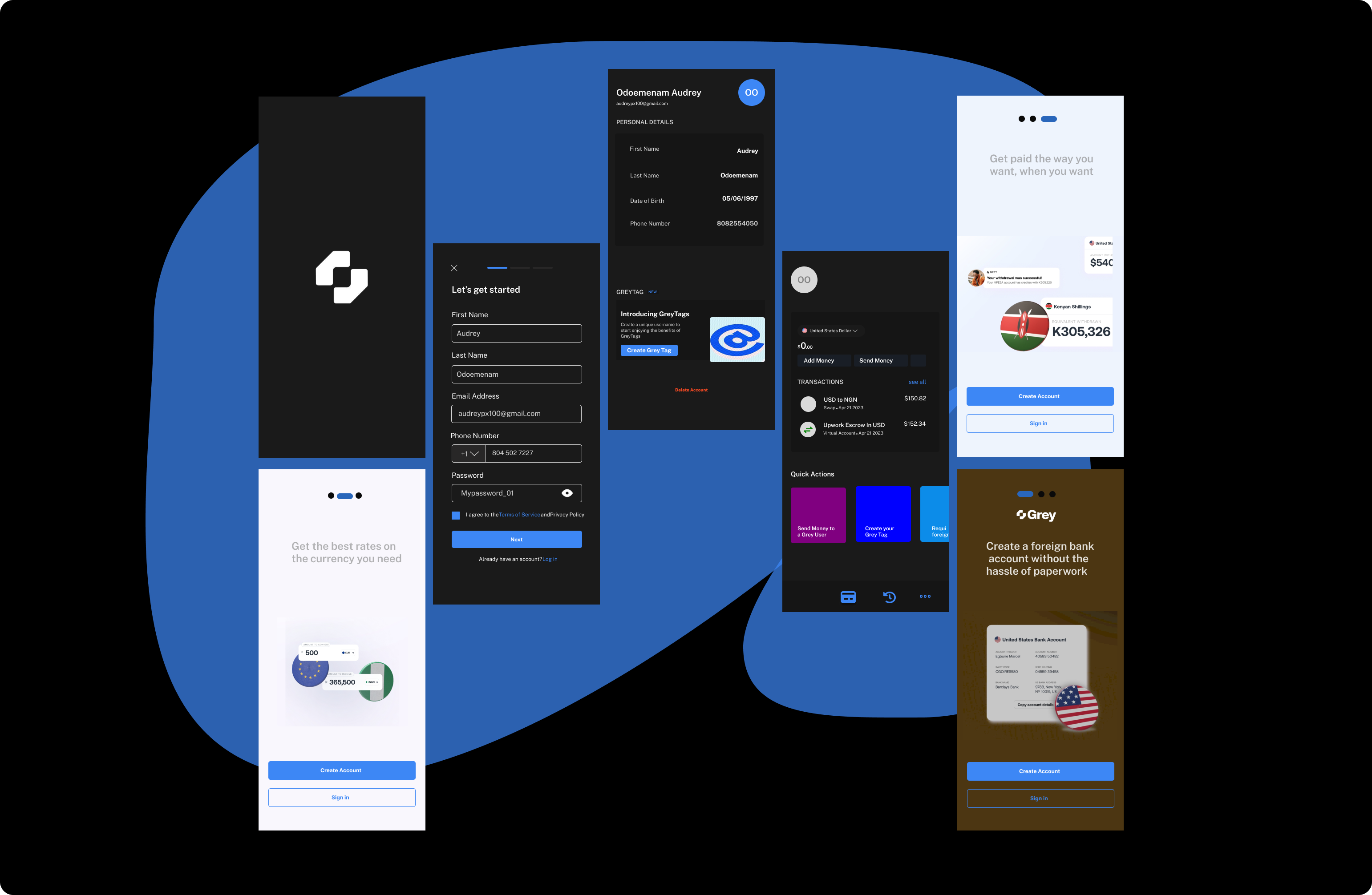 Grey Fintech App Clone ui