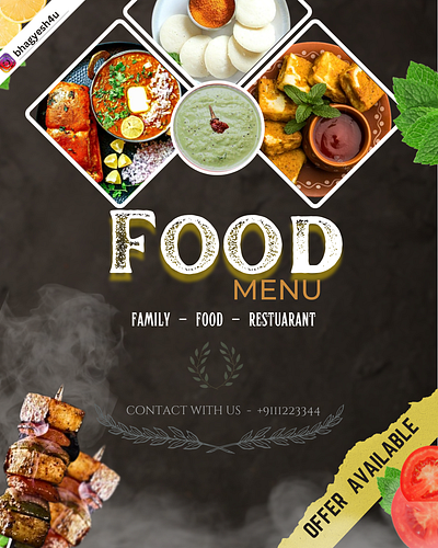 Food menu poster branding graphic design logo posters ui