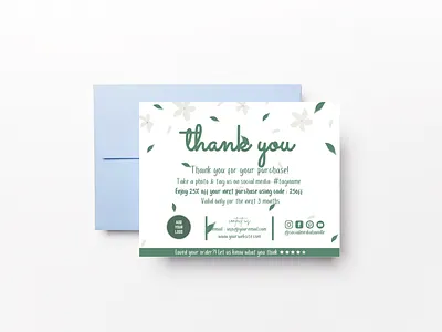 White Jasmine Flower Canva Thank You Card branding canva canva template design flowers thank you card thank you design template
