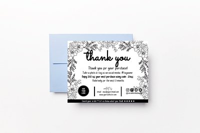 Decorative Flower Wreath - thank you card flower & leaves canva template personal touch.