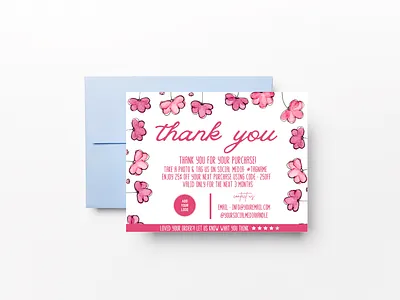 Pink Flowers Watercolor Ilustration - thank you card flowers canva template personal touch thank you card thank you design template