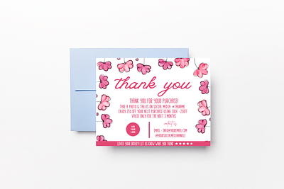 Pink Flowers Watercolor Ilustration - thank you card flowers canva template personal touch thank you card thank you design template