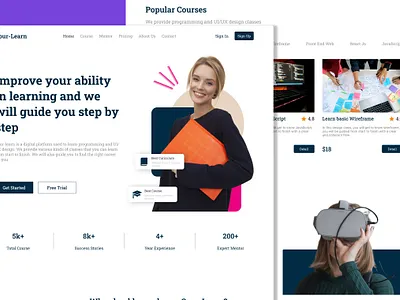 Cour-Learn 3d animation branding course design ui graphic design logo motion graphics student ui user interface ux virtual online website website design