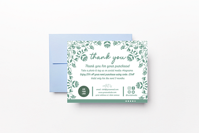 Mughal-Inspired Natural Motifs - thank you card flower & leaves canva template personal touch thank you card thank you design template