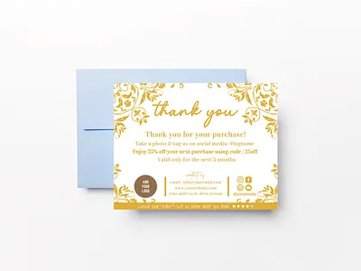 7 010 Mughal Simplicity Nature-Inspired Motifs - thank you card canva template personal touch thank you card