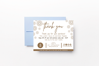 Gold Flower Outline - thank you card flower & leaves collection personal touch