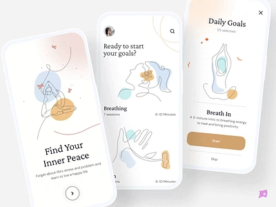 Meditation app design mobile app app design depression exercise app meditation meditation app meditation ui kit mental health mental health app mindfulness mobile app ui kit self development self development app self help self help app therapy ui animation ui kit wellness yoga yoga app