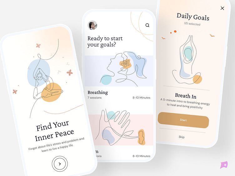 Meditation app design mobile app by lazy kar for LazyInterface UI UX ...