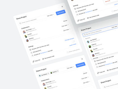 Task Management - Share project app clean ui collaborator component dark theme design system member minimal pop up product project man search share project task mangement ui ui kit user interface ux web workflow