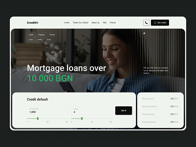 Crediti+ Service for granting loans for companies bank card company credit crypto debit features finance fintech money site startup ui ux web web design website