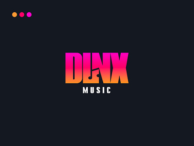 DLNX Music + Note LOGO | Negative Space brandidentity branding business design dlnx gradient juicy letters music music logo music production musician negative space note orange pink red singer logo typography white