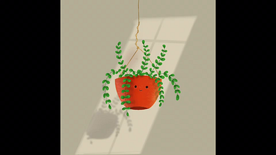 Happy Hanging plant 🪴 3d animation art black brown design digital digitalart graphic design green illustration leaf nature plant pot procreate rope sand shadow water