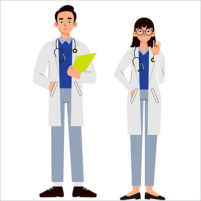 Doctor and His Assistance Illustration design graphic design illustration ui ux vector