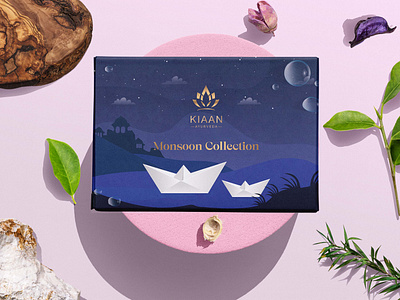 Kiaan Monsoon Collection boat branding design graphic design illustration india logo monsoon paper rain season typography umbrella vector