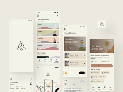 Breathe with James App ui v2 colour fitness health home illustration interface logo meditation mental health mindful mindfulness mobile ui music onboarding trending ui ux visual yoga yoga app