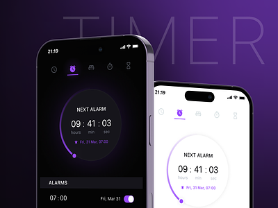 Time | Stopwatch | Alarm | Timer alarm app branding darkmode design mobile mobile app stopwatch time ui ux
