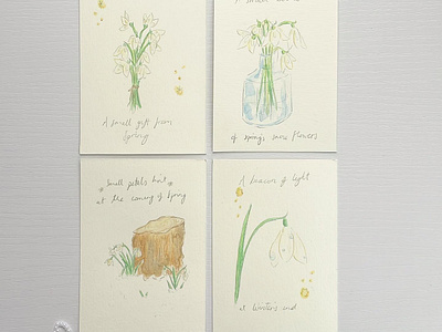 Springtime Illustrations: Snowdrop Message Cards Design artwork cute design floral art flowers illustration message cards nature art stationary watercolours