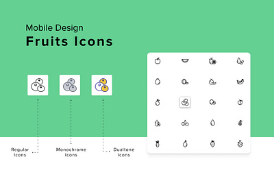 Fruits Category wise icons animation branding iocns logo ui