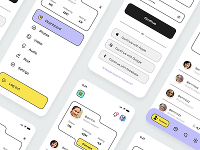 Social media app concept app application design ui