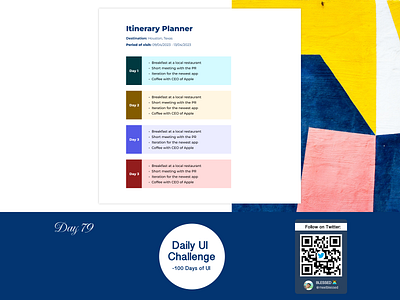 Day 79 Task: Design an Itinerary screen. #DailyUI dailyui design figma inspiration itinerary ui