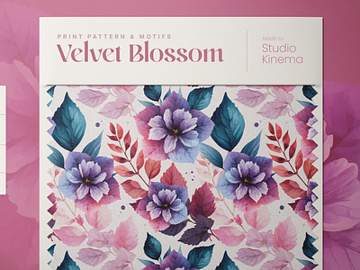 Velvet Blossom | Seamless Pattern By Studio Kinema blossom creative market cute design resources digital download flowers garden illustration pattern pink seamless pattern studio kinema