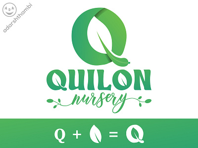 Logo design for Quilon nursery branding design flower graphic design green logo illustration leaf logo logo minimal nursery nursery logo plant q logo quilon vector