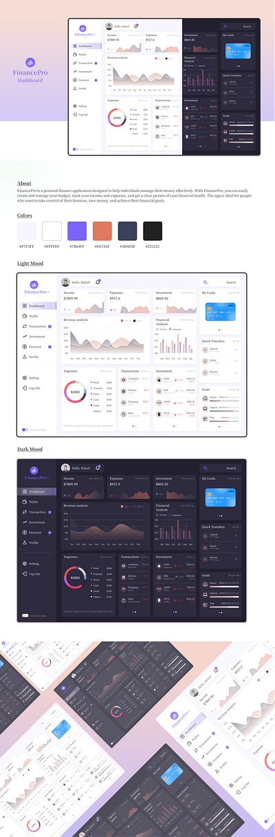 FinancePro - Dashboard dashboard design finance income intraction design ui ui design ux web design website