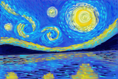 Starry night Van Gogh illustration procreate starry night van gogh style