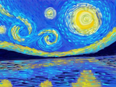 Starry night Van Gogh illustration procreate starry night van gogh style