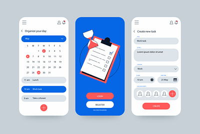 Calendar and planner task management mobile app app design illustration ui