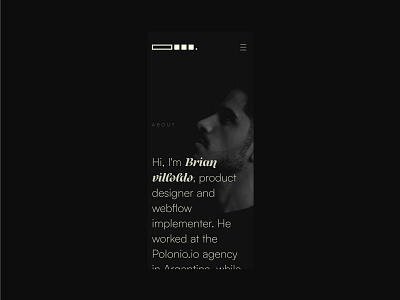 Brianvilloldo - Mobile Homepage agency black design freelance freelancer header minimalism mobile photo ui ux white
