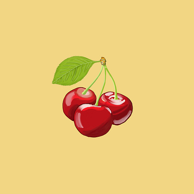 Cherries🍒 cerezas cherries digital art fruits frutas ilustración sencilla procreate simple illustration