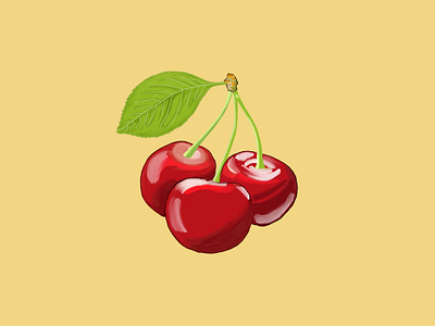 Cherries🍒 cerezas cherries digital art fruits frutas ilustración sencilla procreate simple illustration