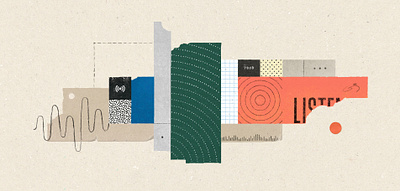 Are You Listening? abstract art audio blog collage design digital art editorial illustration magazine music profile sound