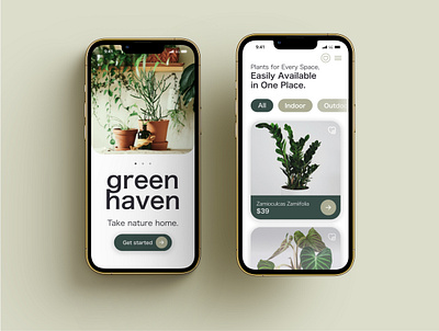 Mobile app for an online plants store. app branding design graphic design illustration logo mobile app plants shop store app store mobile app typography ui ui ux ux vector