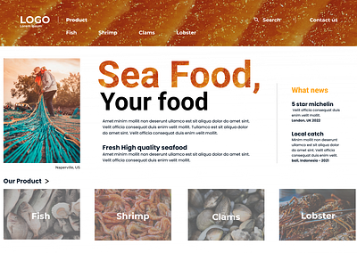 Website Design: Seafood Product Landing Page branding design figma fnb food graphic design illustration landing landing page logo product seafood ui vector
