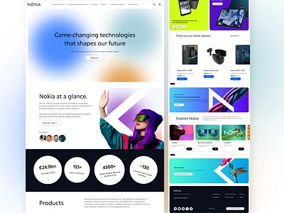 Nokia Website Redesign ✨ animation blue color palette colors designsystem figma futuristic gradient logo modern neat nokia nokia logo prototype redesign typography ui uitrend userinterface ux