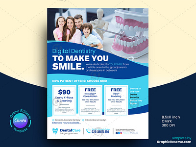 Digital Dentistry Flyer canva dental flyer design canva design template canva flyer template dental coupon flyer design digital dentistry flyer flyer design canva template healthcare flyer medical flyer