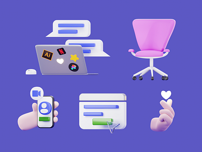 3D Icon - Chat HR Research 3d branding browser call education figma freelance gadget graphic design icon illustration laptop meeting messenger office phone pop up product service ui