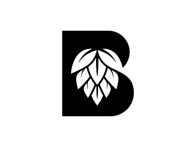 B + Hops b logo branding brewery brewing craft hops icon letter logo mark negative space symbol typography vector wine