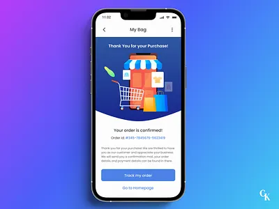 Daily UI 77 - Thank You dailyui dailyui day 01 design graphic design mobile ui my bag my cart order shopping ui thank you thank you mobile ui ui ux