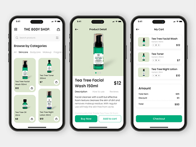 The Body Shop - UI Design Exploration apps behance branding design dribbble graphic design illustration logo mobile skincare typography ui uidesigner uitrends uiux userinterface ux webdesign