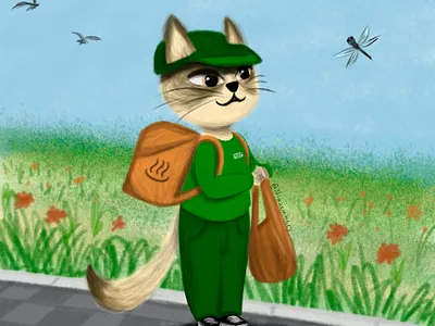 Snowshoe courier cat courier illustration snowshoe