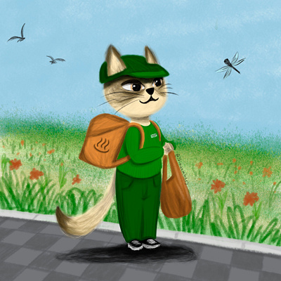 Snowshoe courier cat courier illustration snowshoe