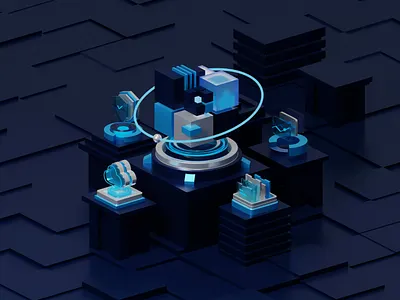 3D to B icon illustration interface design landing page saas