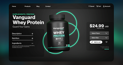 Vanguard, Whey Protein 3d blender design illustration logo product protein supplement ui ux vanguard webdesign